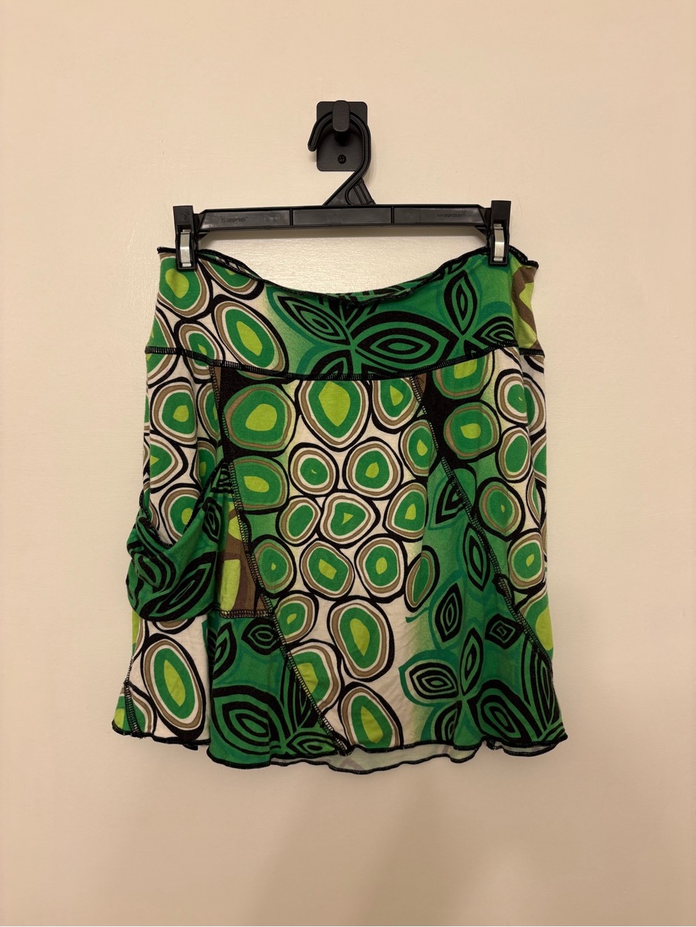 Autumn Teneyl 100% Modal Green Geometric Festival Skirt Patchwork Size Large